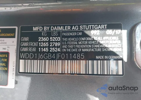 2018 Mercedes-Benz E 400 4Matic z USA, uszkodzony, nr VIN WDD1J6GB4JF011485